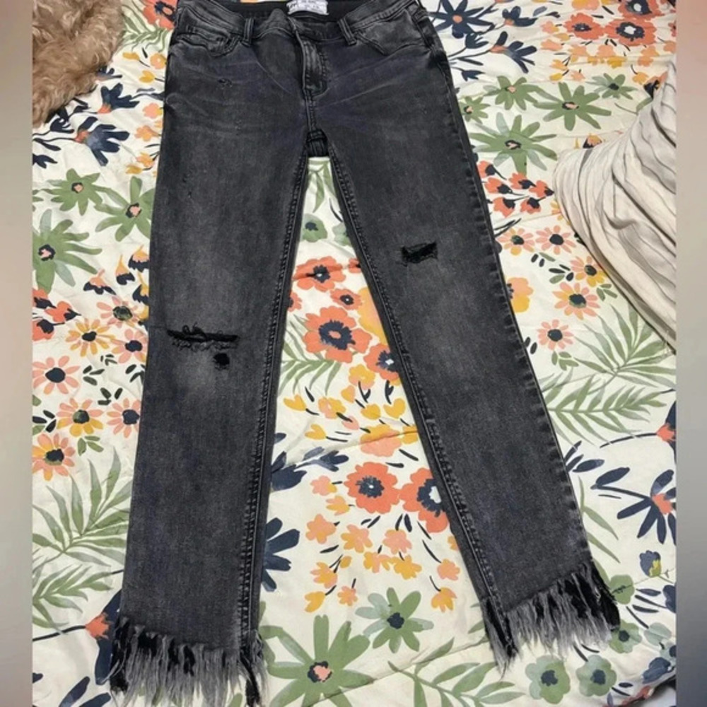 Free People Great Heights Frayed Skinny Jeans 26